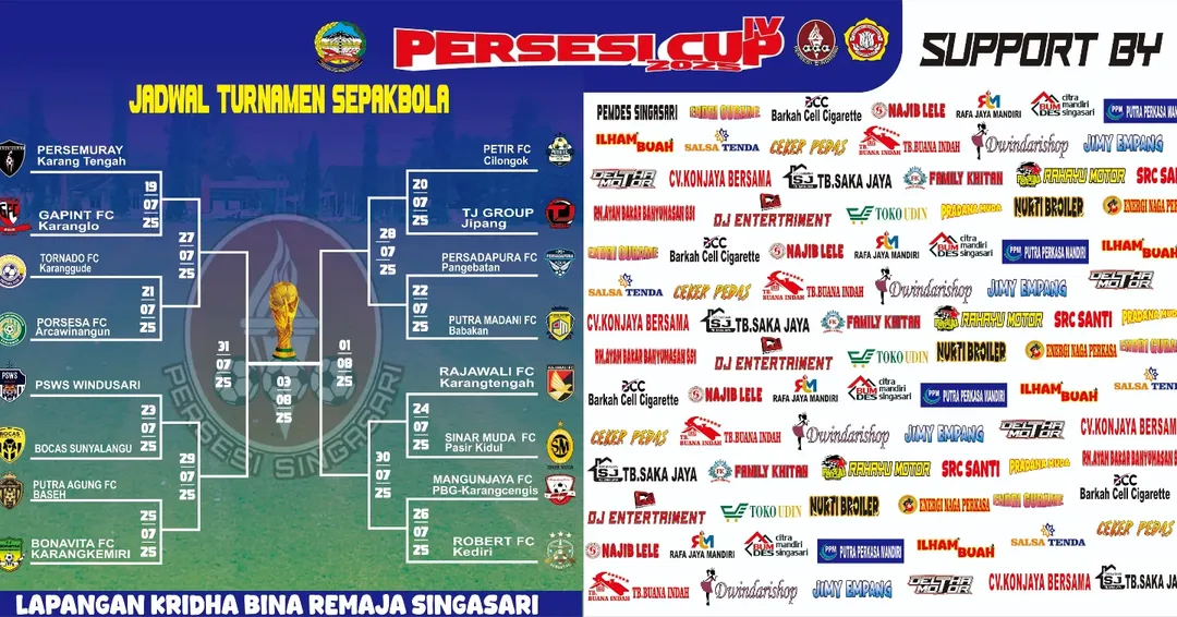 Turnamen Sepak Bola Antar Desa Singasari Siap Digelar, 16 Tim Bertarung Sambut HUT RI ke-80