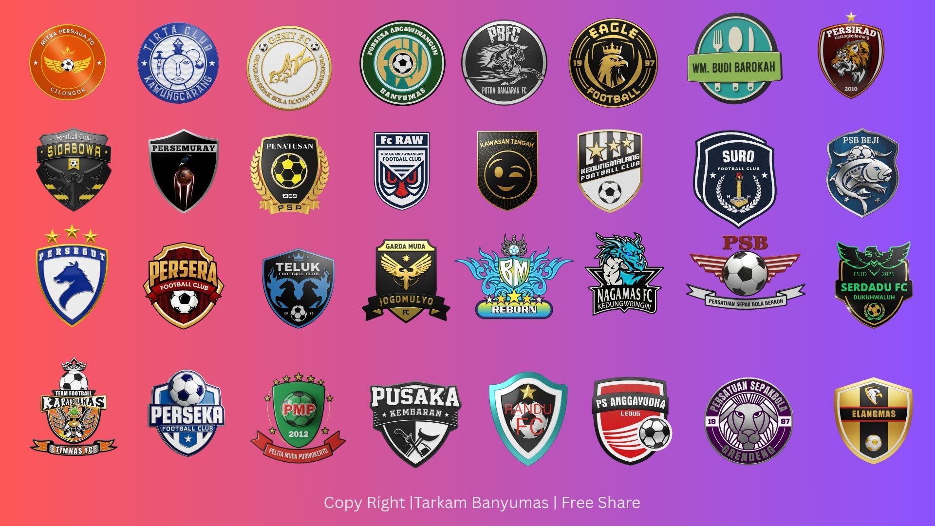 Download 32 Tim Liga Seduluran Berkoh XX Banyumas (HD / PNG 3D Remake) – Jadwal Babak 32 Besar Resmi